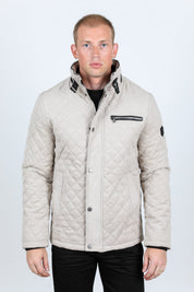 Fur-Lined Quilted Faux Suede Coat | Men's Winter Coat | Grey