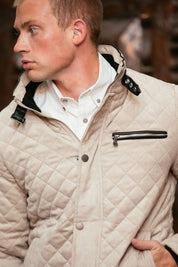 Fur-Lined Quilted Faux Suede Coat | Men's Winter Coat | Grey