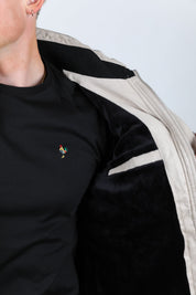 Fur-Lined Quilted Faux Suede Coat | Men's Winter Coat | Grey