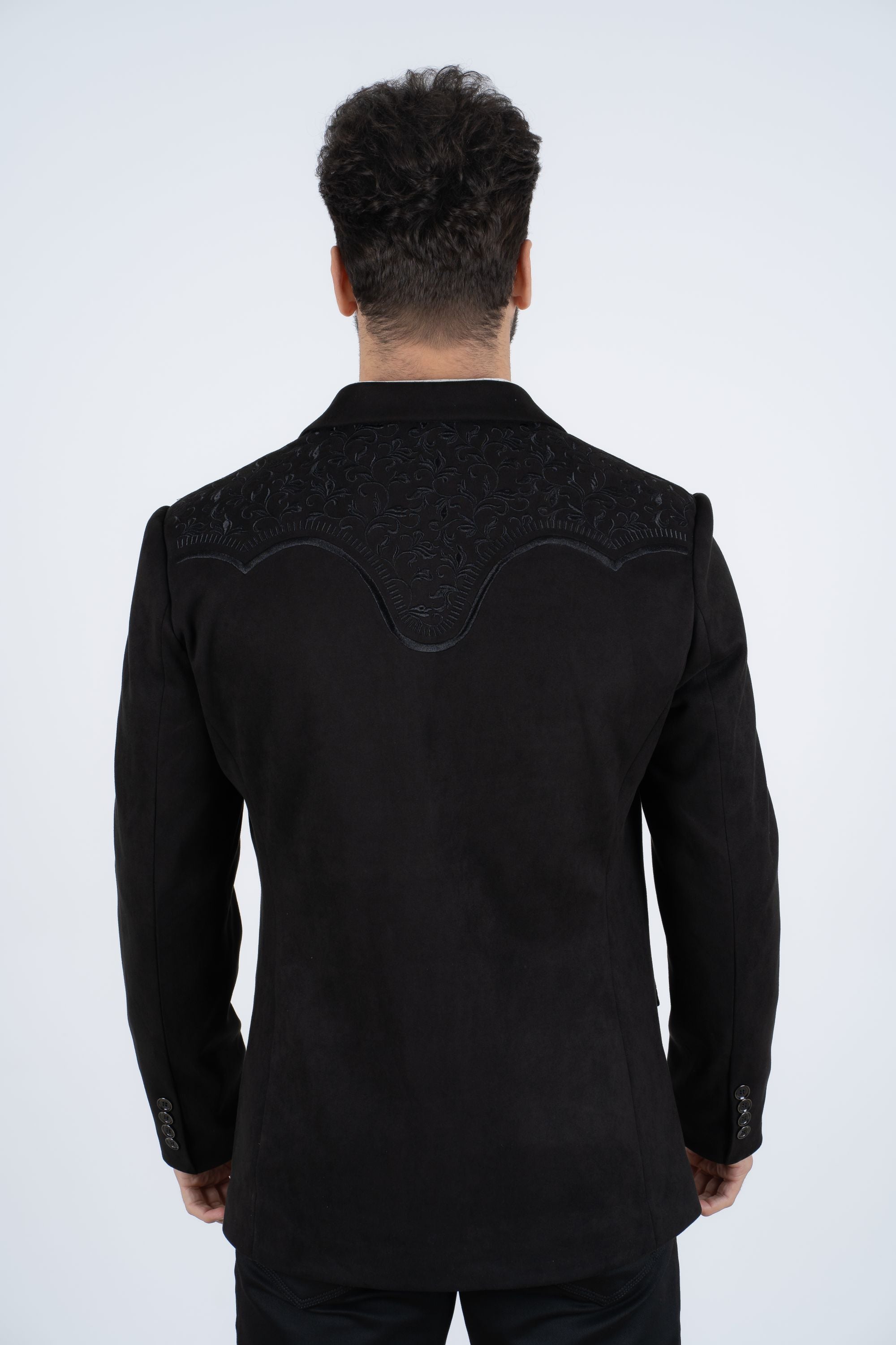 Embroidered Suede Blazer | Men's Blazer | Men Embroidered Faux Suede Black Brown Burgundy