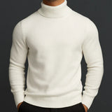 Men's Soft Merino Wool Turtleneck Sweater Elegant Tailored Winter Layering Knit Roll Neck Jumper