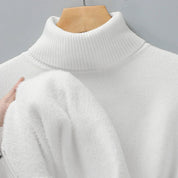 Men's Soft Merino Wool Turtleneck Sweater Elegant Tailored Winter Layering Knit Roll Neck Jumper