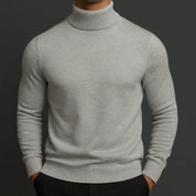 Men's Soft Merino Wool Turtleneck Sweater Elegant Tailored Winter Layering Knit Roll Neck Jumper