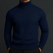 Men's Soft Merino Wool Turtleneck Sweater Elegant Tailored Winter Layering Knit Roll Neck Jumper