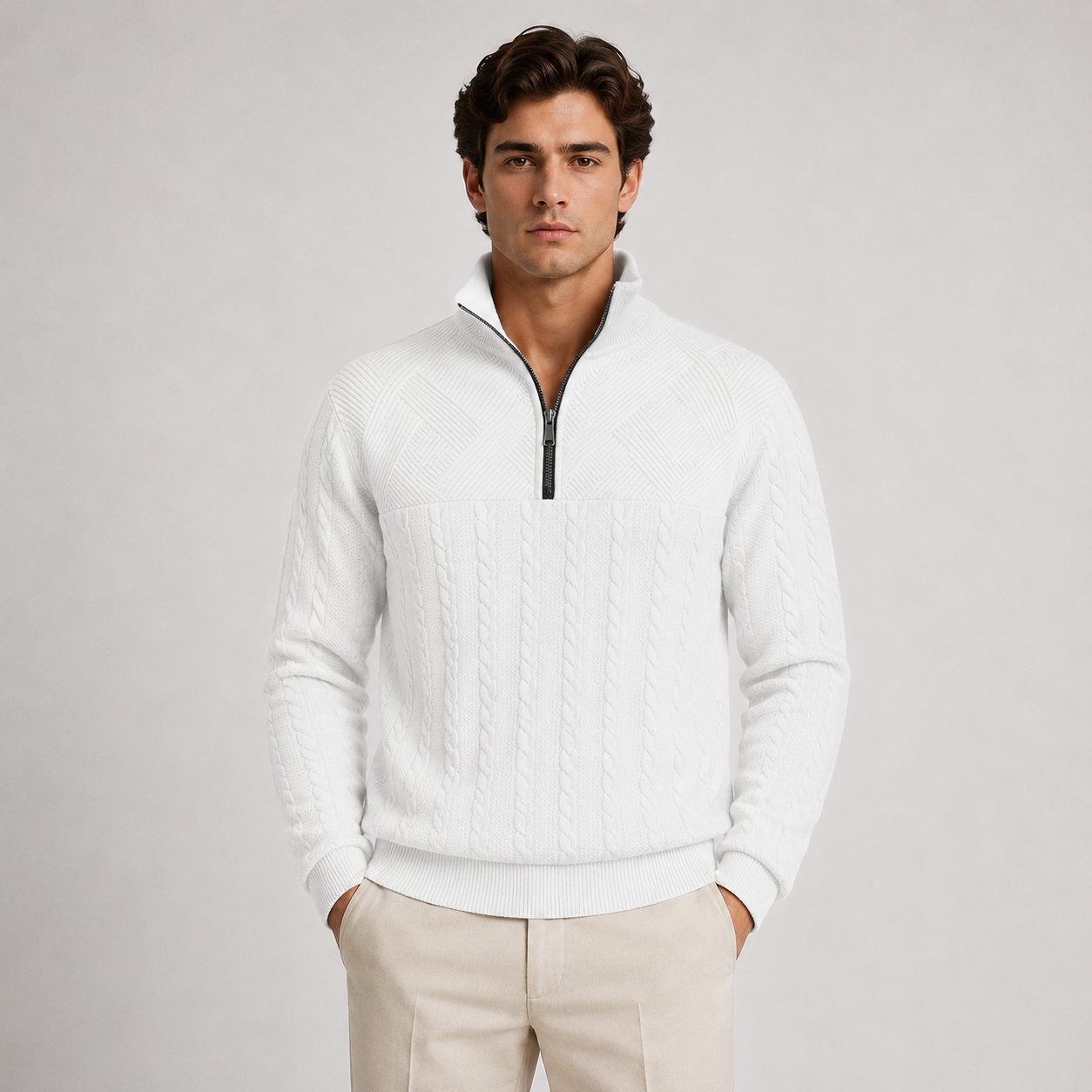 Men's Soft Ribbed Knit Quarter-Zip Sweater | Everyday Comfort Pullover Winter Knitwear
