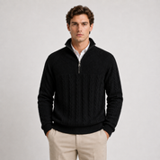Men's Soft Ribbed Knit Quarter-Zip Sweater | Everyday Comfort Pullover Winter Knitwear