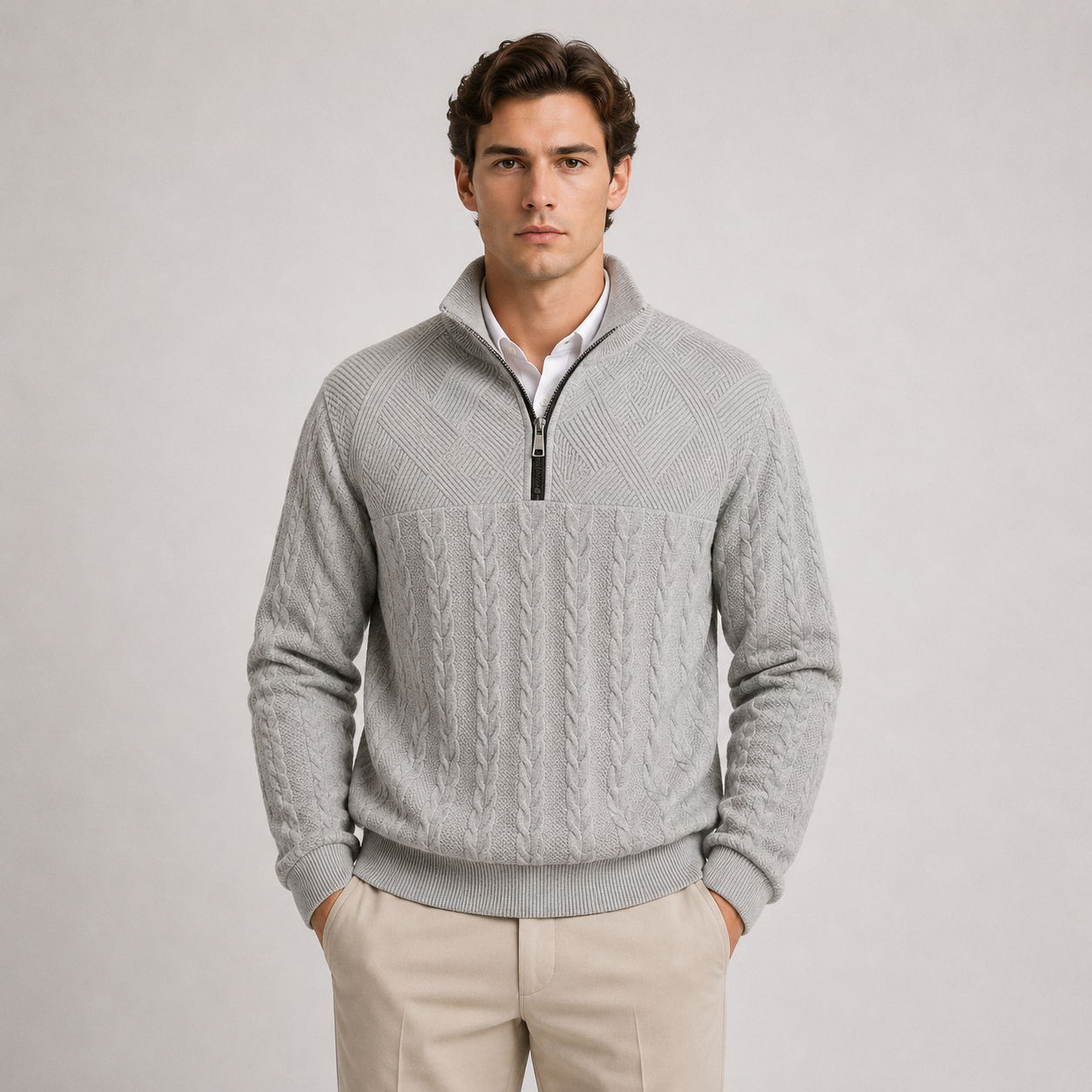 Men's Soft Ribbed Knit Quarter-Zip Sweater | Everyday Comfort Pullover Winter Knitwear