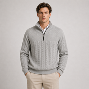 Men's Soft Ribbed Knit Quarter-Zip Sweater | Everyday Comfort Pullover Winter Knitwear