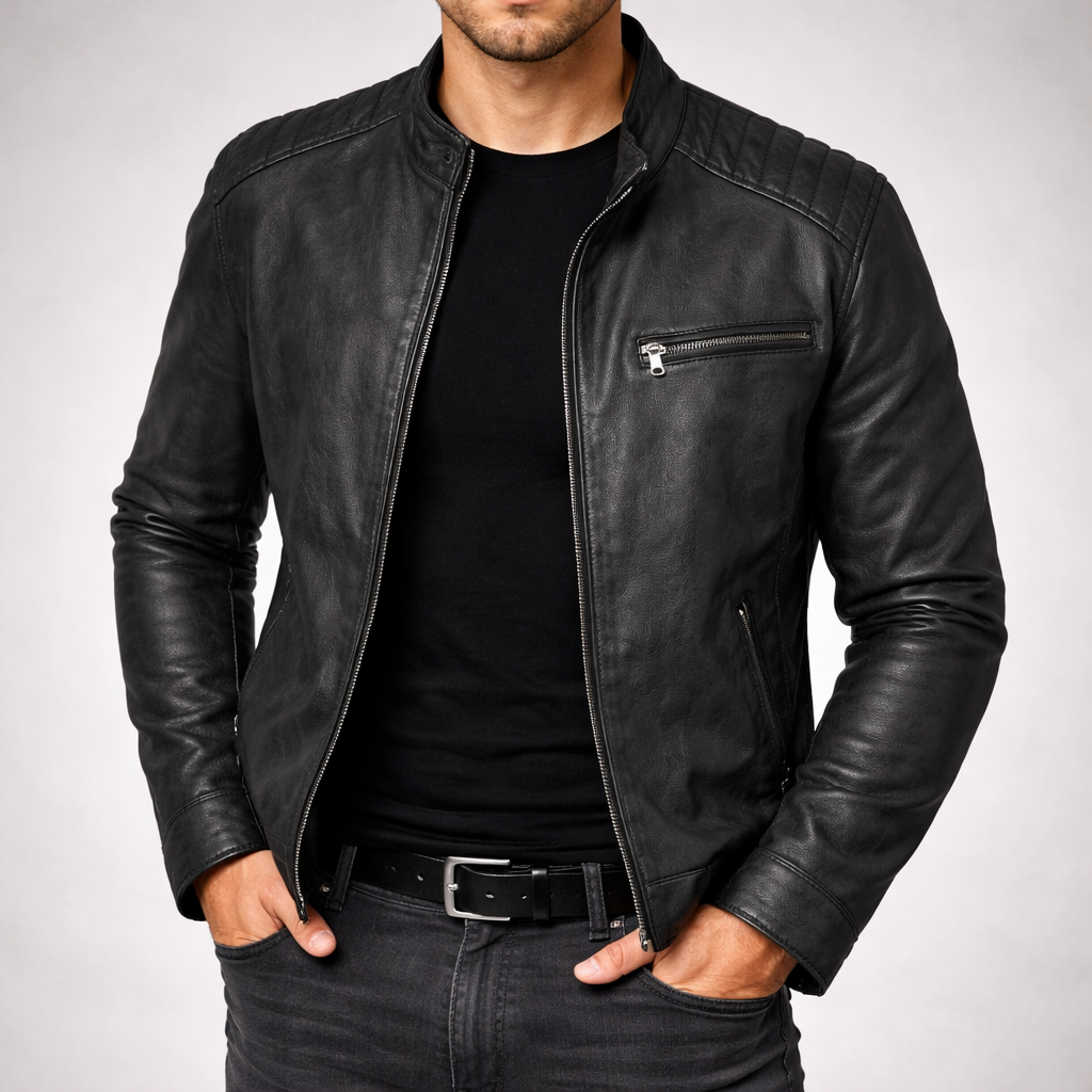 Brick Lane Classic Faux Leather Jacket | Men's Vintage Winter Coat | PU Leather Outerwear UK