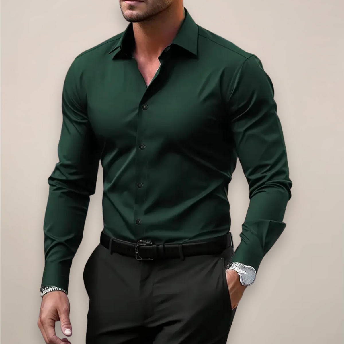 Men's Daniel Slim Fit Smart Casual Shirt Cotton Button-Down | Office Formal Long Sleeve Top Dark Gray Wine Red Green White Navy Black Light Blue