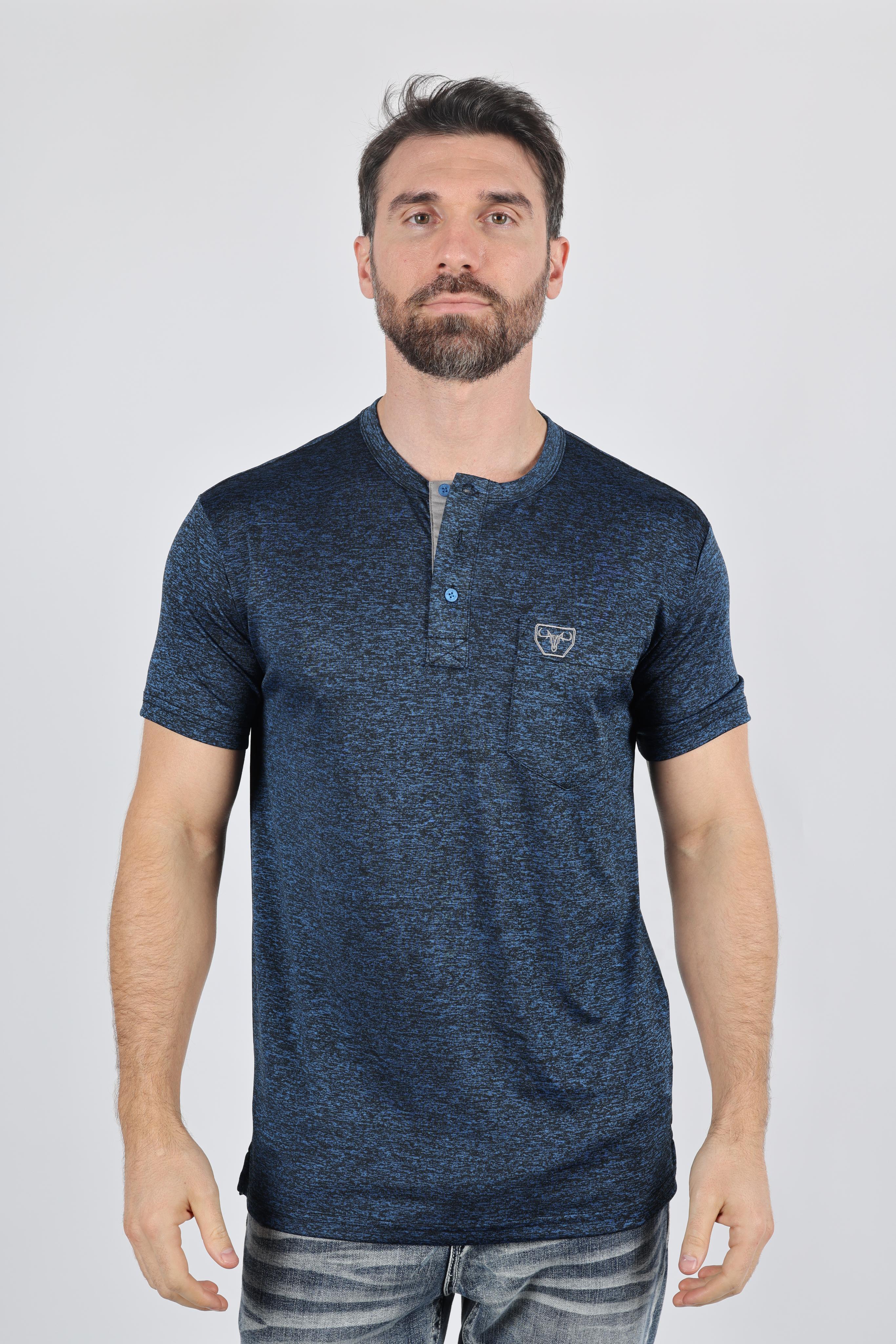 Henley Logo Tee | T-Shirt | Men's Cotton Stretch Navy Logo Print