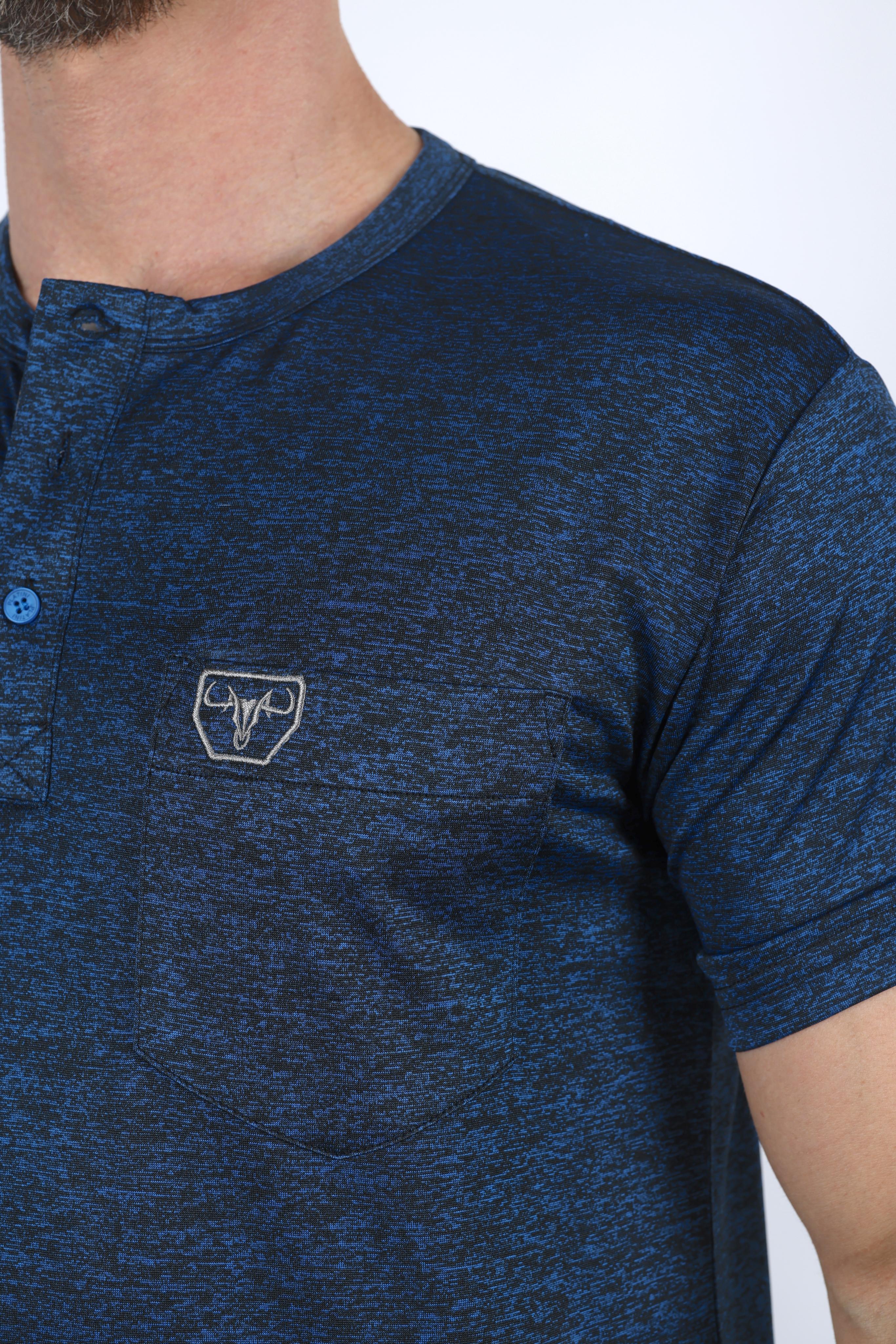Henley Logo Tee | T-Shirt | Men's Cotton Stretch Navy Logo Print