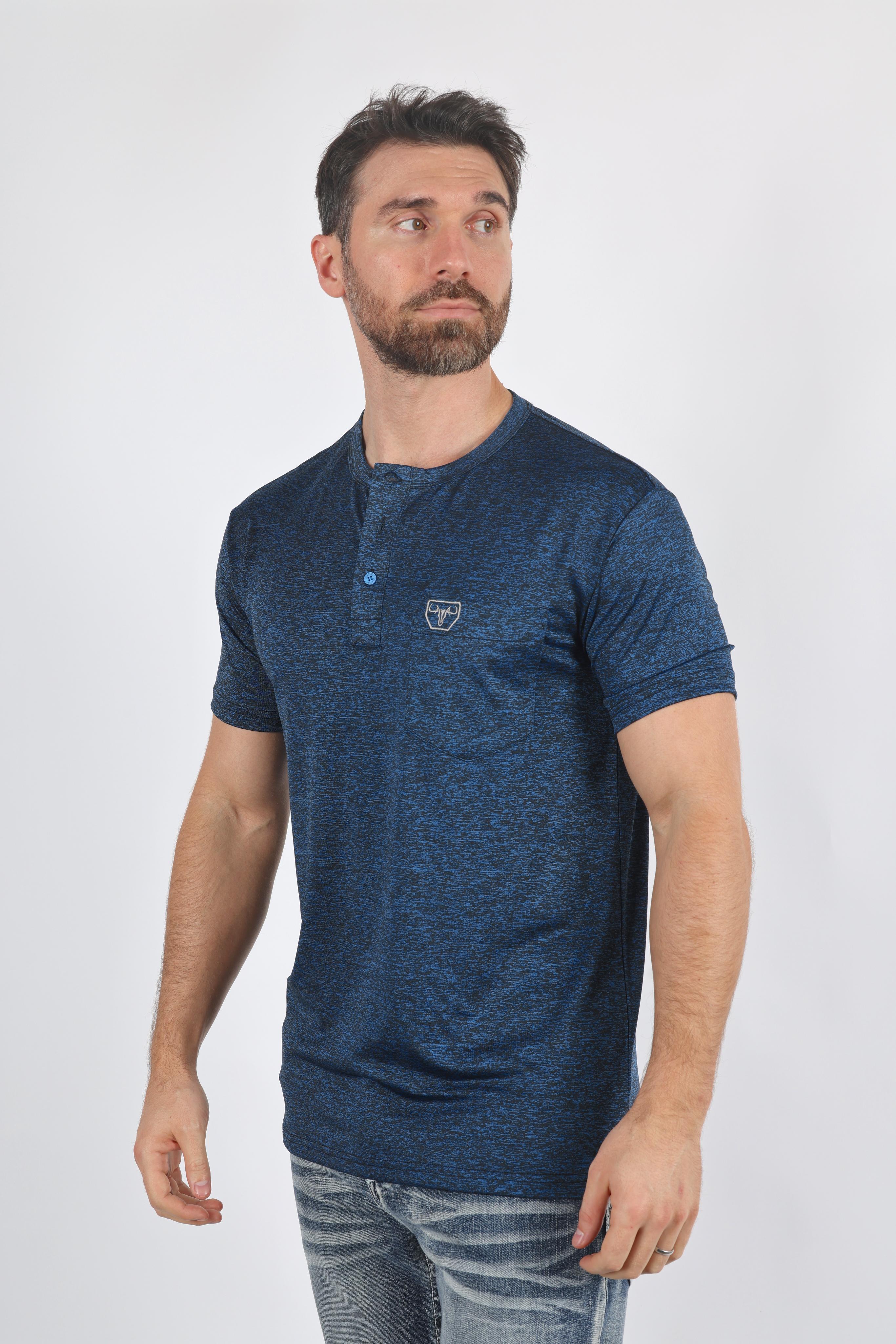 Henley Logo Tee | T-Shirt | Men's Cotton Stretch Navy Logo Print