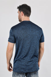 Henley Logo Tee | T-Shirt | Men's Cotton Stretch Navy Logo Print
