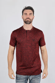 Henley Logo Tee | T-Shirt | Men's Cotton Stretch Red Logo Print