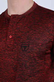 Henley Logo Tee | T-Shirt | Men's Cotton Stretch Red Logo Print