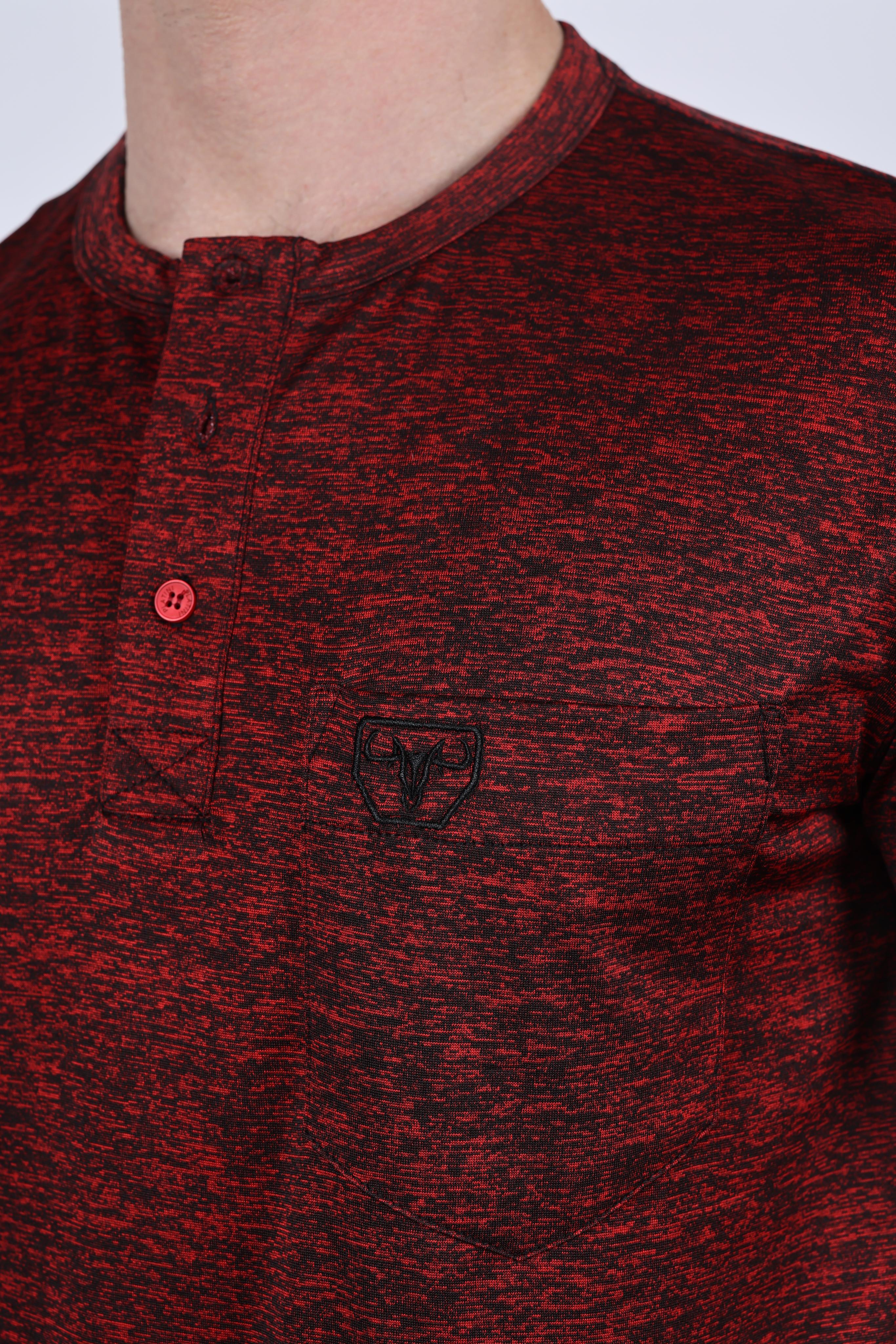 Henley Logo Tee | T-Shirt | Men's Cotton Stretch Red Logo Print