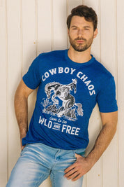Cowboy Chaos Graphic Tee | T-Shirt | Men's Blue Performance Knit