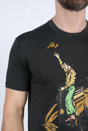 Bronc Rider Graphic Tee | T-Shirt | Men's Black Performance Knit