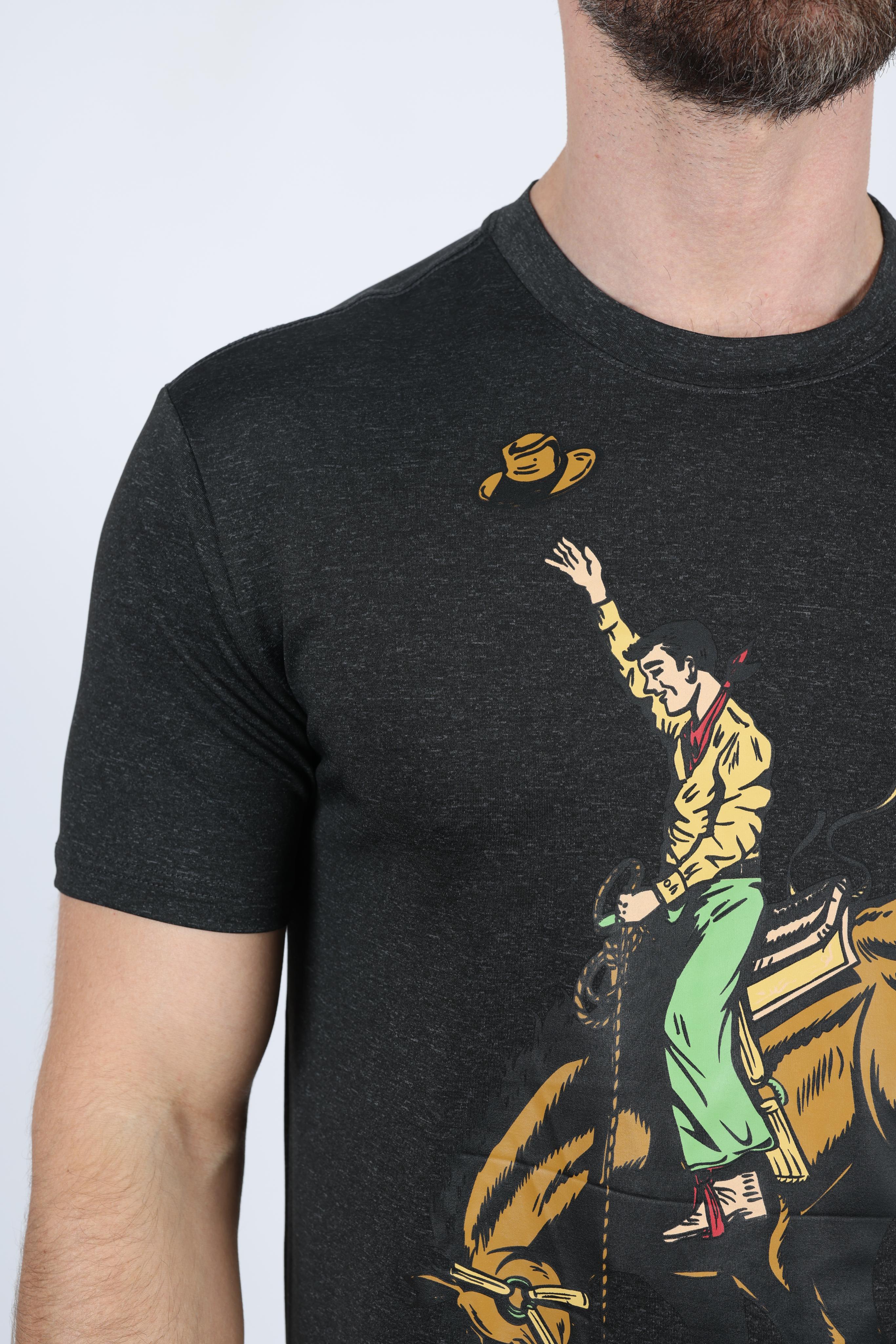 Bronc Rider Graphic Tee | T-Shirt | Men's Black Performance Knit