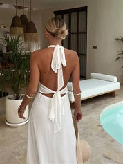 RARA DEEP V-NECK BACKLESS MAXI DRESS | Women's Winter Dress | Elegant Cold-Weather Style
