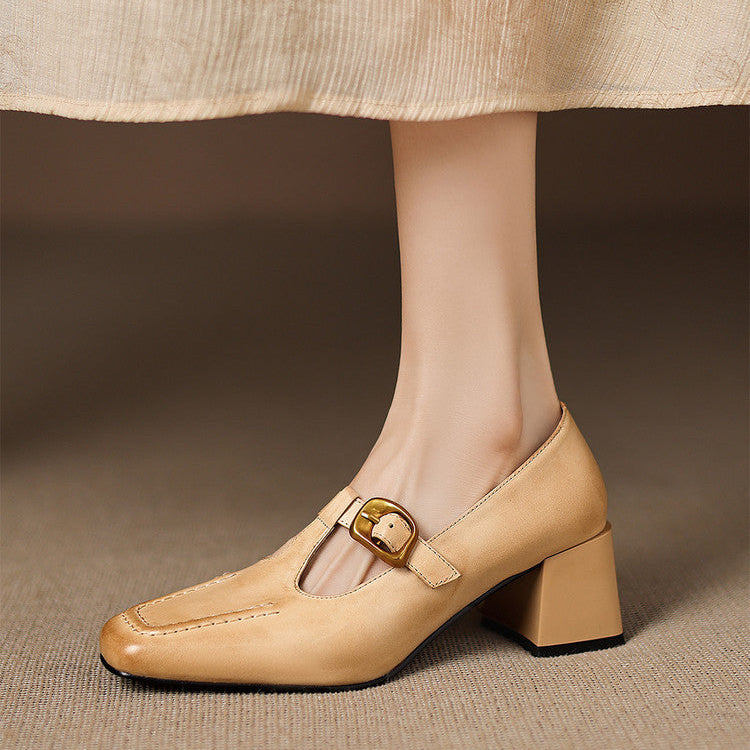 Marlowe Leather Mary Jane Heels | Women's Leather Heels | Pointed Toe Stiletto Court Shoes UK