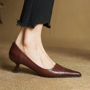 Noah Sculpted Leather Heels | Women's Leather Heels | Pointed Toe Stiletto Court Shoes UK