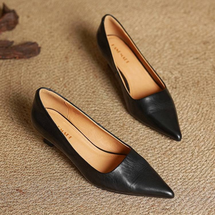 Noah Sculpted Leather Heels | Women's Leather Heels | Pointed Toe Stiletto Court Shoes UK