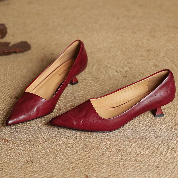 Noah Sculpted Leather Heels | Women's Leather Heels | Pointed Toe Stiletto Court Shoes UK