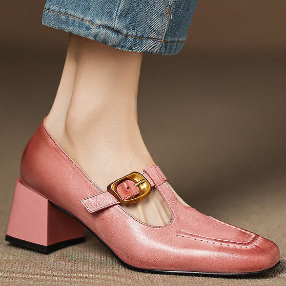 Marlowe Leather Mary Jane Heels | Women's Leather Heels | Pointed Toe Stiletto Court Shoes UK