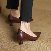 Noah Sculpted Leather Heels | Women's Leather Heels | Pointed Toe Stiletto Court Shoes UK