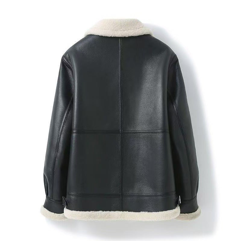 Men's Shearling Aviator Jacket | Warm Winter Leather Look Coat | Espresso Brown & Black | S–2XL