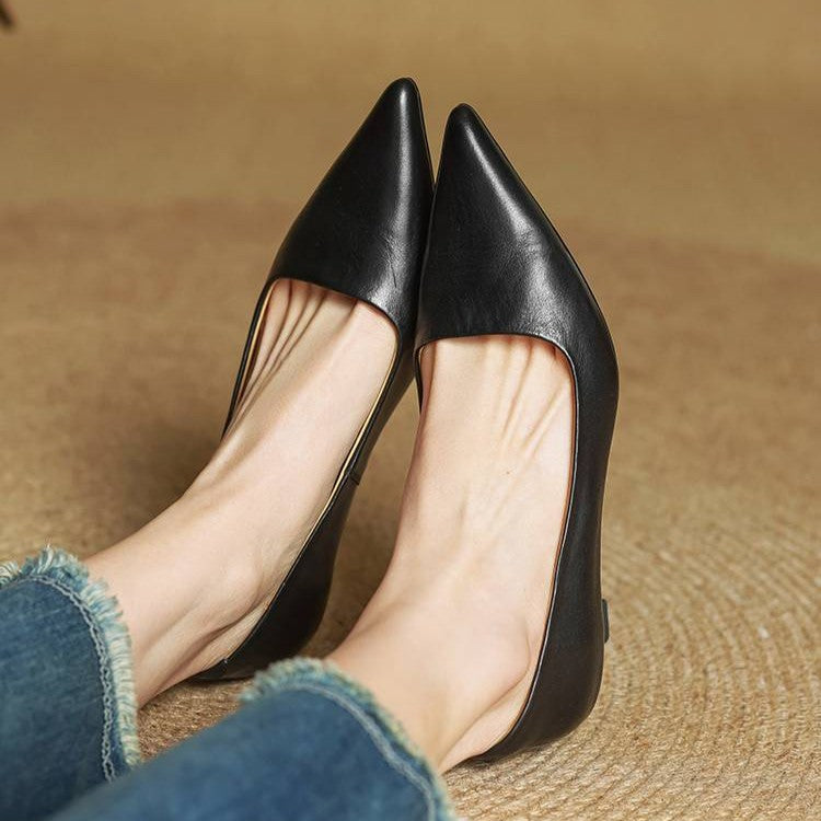 Noah Sculpted Leather Heels | Women's Leather Heels | Pointed Toe Stiletto Court Shoes UK