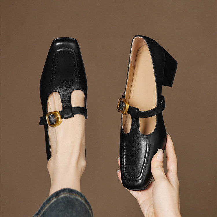Marlowe Leather Mary Jane Heels | Women's Leather Heels | Pointed Toe Stiletto Court Shoes UK
