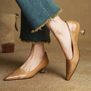 Noah Sculpted Leather Heels | Women's Leather Heels | Pointed Toe Stiletto Court Shoes UK
