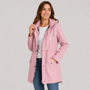 Plus Size Hooded Jacket | Women's Lightweight Cinched Waist Coat | Women's Pink Red Black Dark Grey Blue Navy