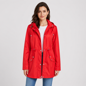 Plus Size Hooded Jacket | Women's Lightweight Cinched Waist Coat | Women's Pink Red Black Dark Grey Blue Navy