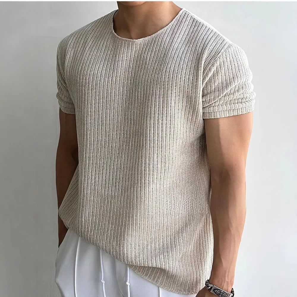 Calo Knit Tee | Men's Fine Knit T-Shirt | Premium Casual Smart Tee UK
