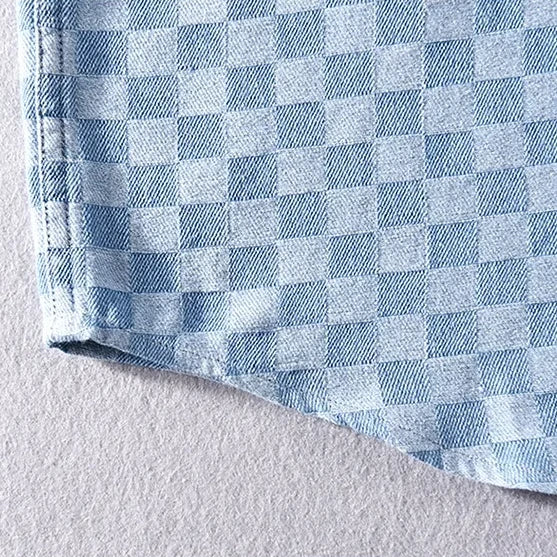 Mason Checkered Denim Shirt | Men's Classic Denim Shirt | Casual Everyday Top UK
