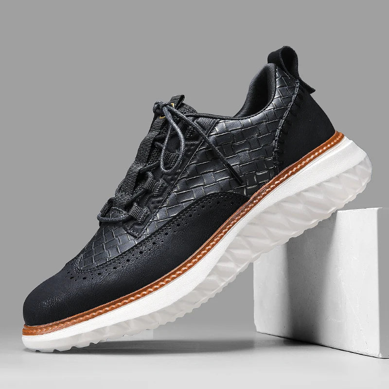 Drake Burnished Leather Trainers | Men's Genuine Leather Trainers | Smart Casual Fashion Shoes UK