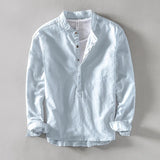Caleb Linen Mandarin Shirt | Men's Linen Summer Shirt | Breathable Holiday Casual Top UK