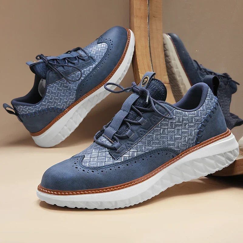 Drake Burnished Leather Trainers | Men's Genuine Leather Trainers | Smart Casual Fashion Shoes UK