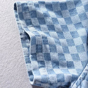 Mason Checkered Denim Shirt | Men's Classic Denim Shirt | Casual Everyday Top UK
