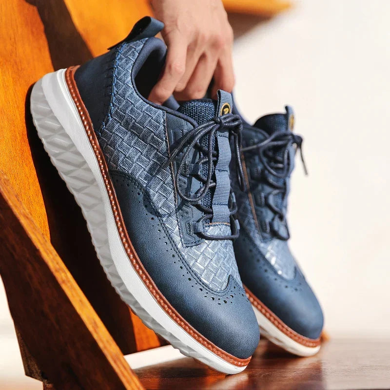 Drake Burnished Leather Trainers | Men's Genuine Leather Trainers | Smart Casual Fashion Shoes UK
