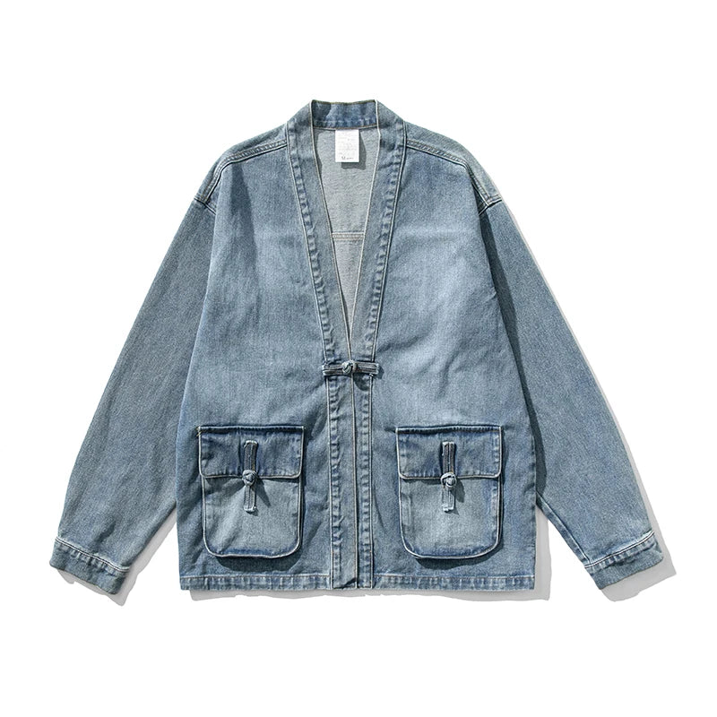 Vintage Wash Denim Kimono | Women's Vintage Wash Denim Kimono Jacket | Boho Casual Outerwear UK