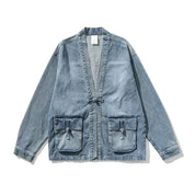 Vintage Wash Denim Kimono | Women's Vintage Wash Denim Kimono Jacket | Boho Casual Outerwear UK