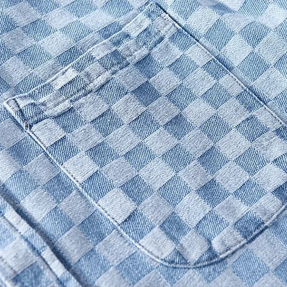 Mason Checkered Denim Shirt | Men's Classic Denim Shirt | Casual Everyday Top UK