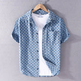 Mason Checkered Denim Shirt | Men's Classic Denim Shirt | Casual Everyday Top UK