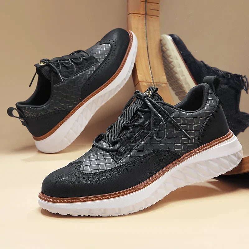 Drake Burnished Leather Trainers | Men's Genuine Leather Trainers | Smart Casual Fashion Shoes UK