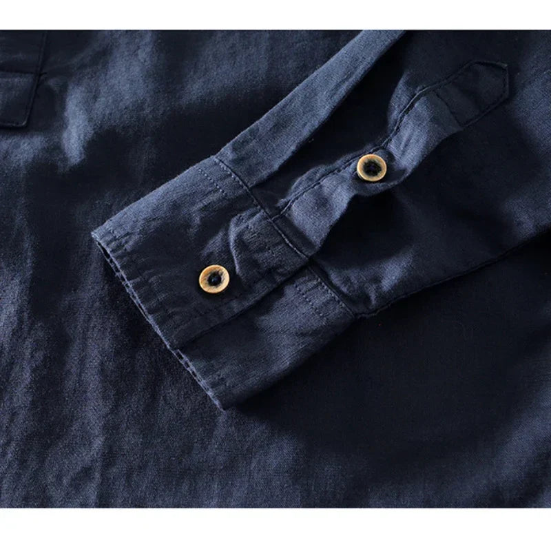 Caleb Linen Mandarin Shirt | Men's Linen Summer Shirt | Breathable Holiday Casual Top UK